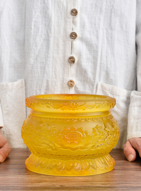 速发琉璃供佛杯供水杯家用供奉观音莲花供果盘插香瓶花炉佛具用品