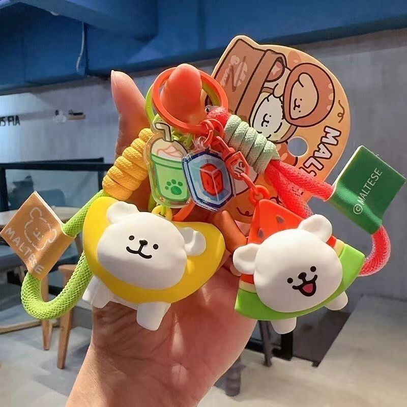 速发创意可爱韩汽新款线条小狗情侣头套扣书包版车挂饰挂件