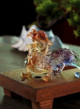 速发琉璃貔玄工艺品摆件聚财招财一貅客厅对关店铺开业办公桌礼品