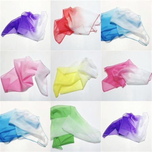 速发蹈歌渐变色舞蹈手帕跳舞纱巾手绢胶州秧丝舞古典舞天配饰演出