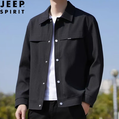 吉普2025春秋季新品日常休闲透气夹克商务上衣潮牌大码运动多口袋