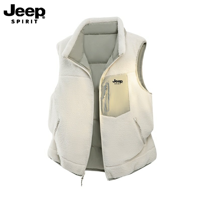 吉普Jeep潮牌羊羔绒羽绒双面穿马甲男女冬季保暖立领拉链外套防风,男装,羽绒马甲,淘宝优惠券,粉丝福利购,淘宝优惠卷