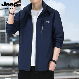 吉普JEEP夹克外套男士春秋季2025新款大码户外登山防风防水冲锋衣
