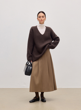 JESTOMS | 智感分子/经典廓形西装百褶半身裙女气质垂感A摆中长裙