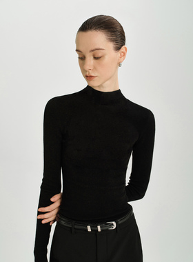 JESTOMS |优雅时髦叠穿_精选100%羊毛半高领针织衫女修身打底上衣