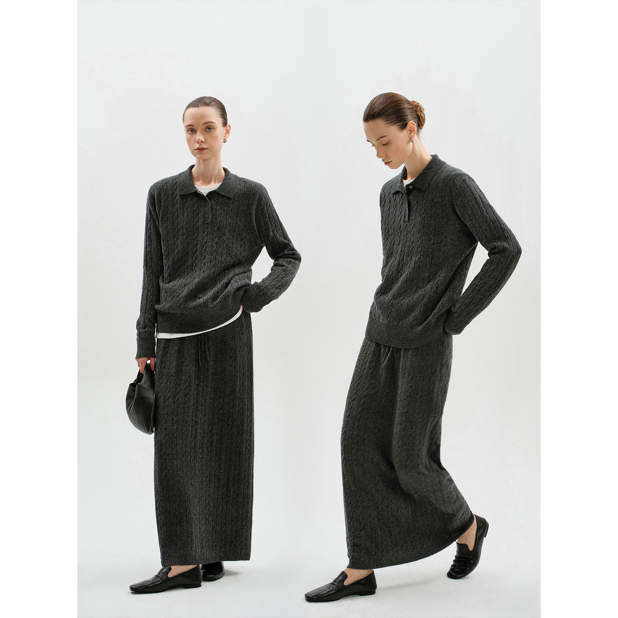 JESTOMS | 长期衣橱_高智麻花polo领毛衣/羊毛半身裙通勤套装女,女装/女士精品,时尚套装,淘宝优惠券,粉丝福利购,淘宝优惠卷