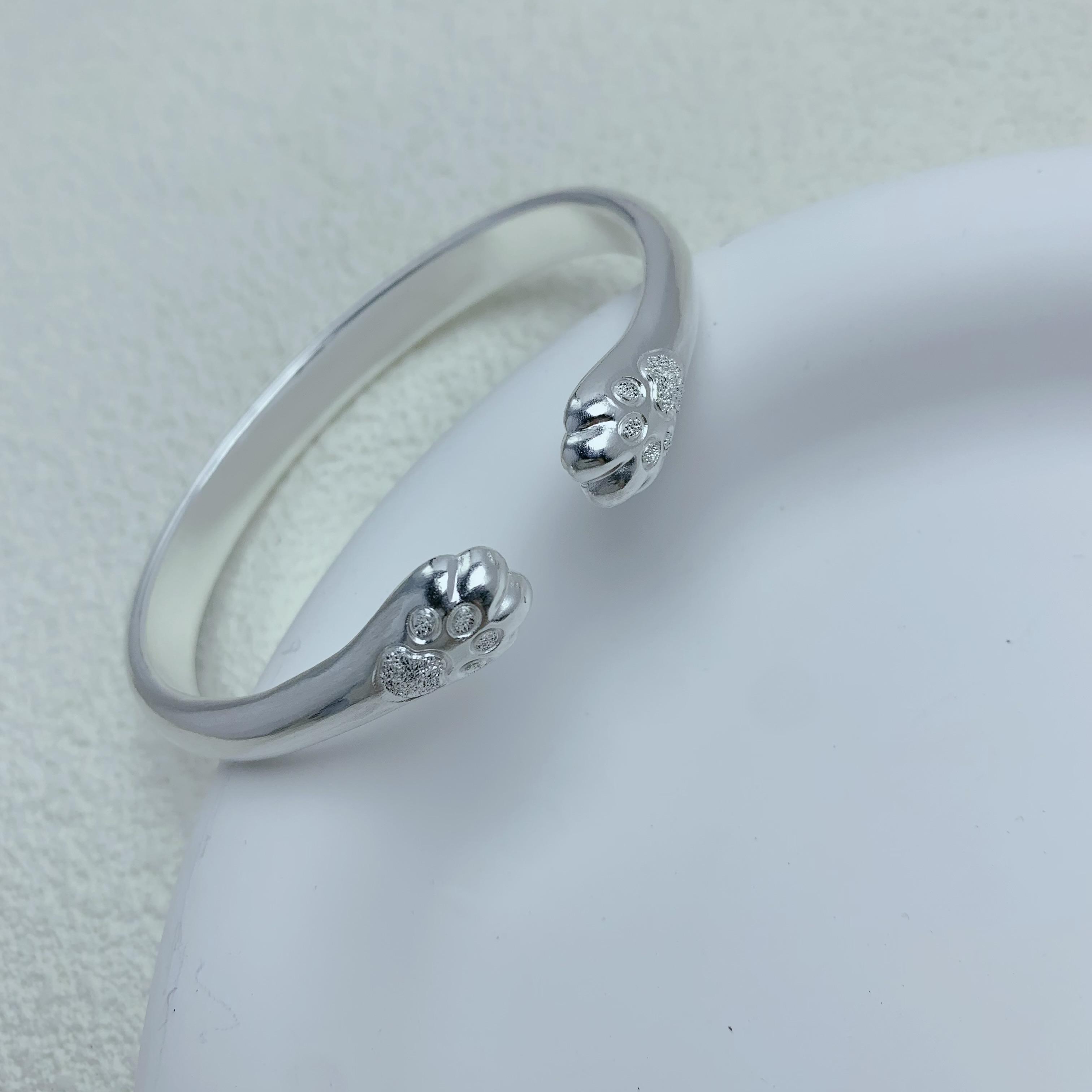 足银999纯手工猫爪手镯