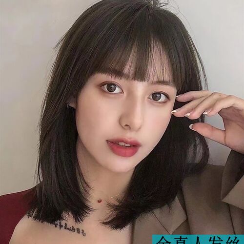 新品假发女中长发光头化疗全真人发丝自然轻薄透气U锁骨长发真发