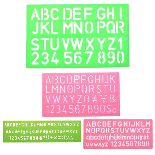 新品4pcs Colors Plastic Letter anFd Alphabet Stencil Sets