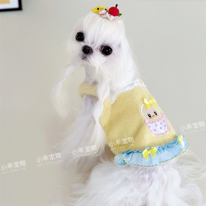 新品糖果色毛绒小鸡背心 u宠物狗狗泰迪约克夏比熊冬季保暖衣服
