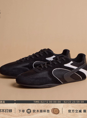 GLITTER FOCUS复古薄底鞋男女新款麂皮赛车鞋运动百搭休闲德训鞋