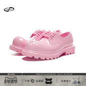 FOCUS原创圆头厚底增高樱花粉大头未来德比鞋 华晨宇同款 GLITTER