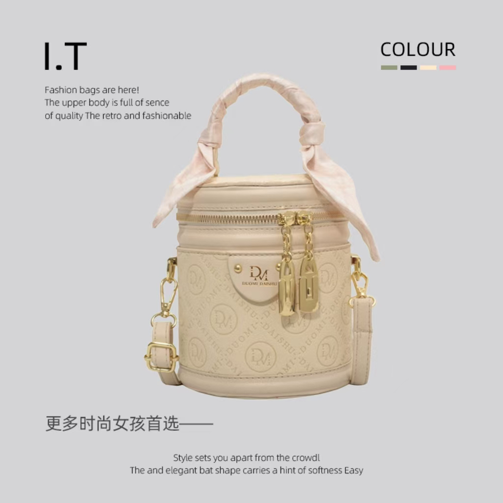 香港轻奢高级圆桶包ins洋气时尚