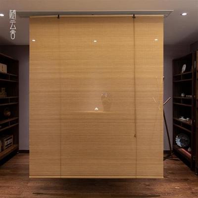 极速竹帘卷帘遮光窗帘卷拉式中式茶室印H花门帘遮阳遮挡隔断窗装