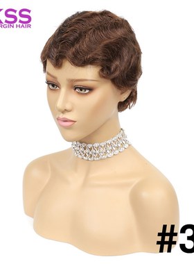 极速10A Short cut Human Hair Wigs  Finger Wave wXomen Wig