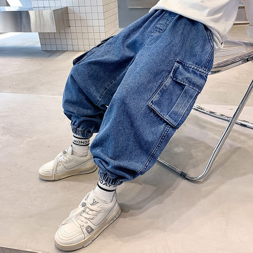 极速New Spring Cool Boy Blue Loose Straight-Leg THarem Jeans