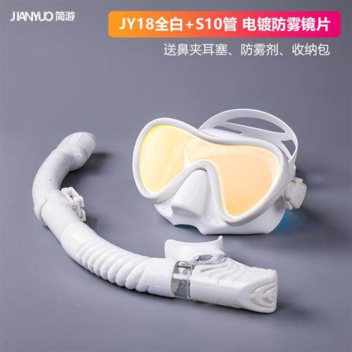 极速新款近视防雾潜水镜大框浮潜三宝套装全干式呼吸W管游泳面镜