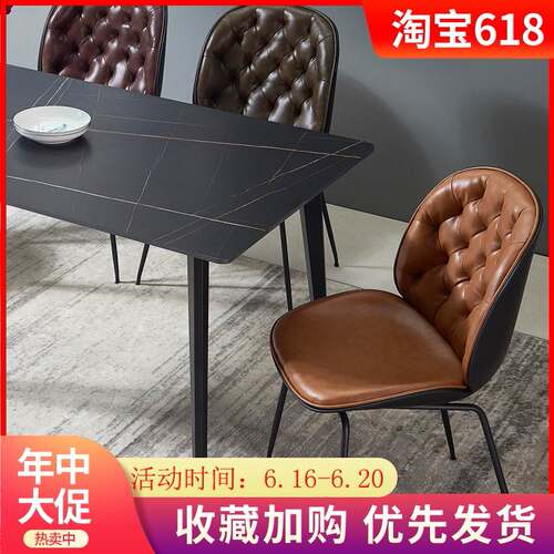 新品。意式极简岩板餐桌北t欧家用长方形小户型酒店咖啡馆奶茶店