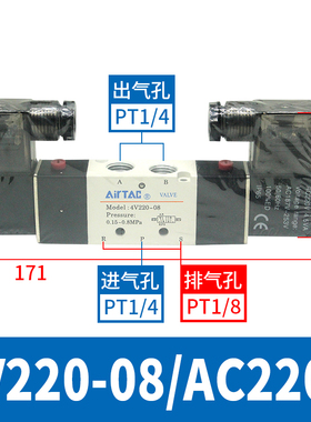 极速厂家亚德客电磁阀4V210-08/DC2D4V气动电磁控制阀4V310-10换