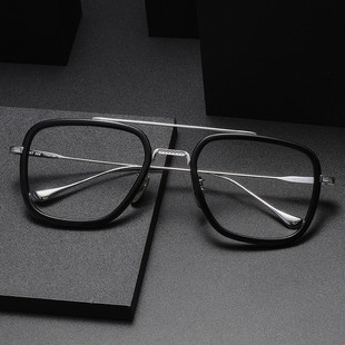 钢铁侠眼镜板材方框唐尼同款006可配近视墨镜双梁纯钛大框眼镜架