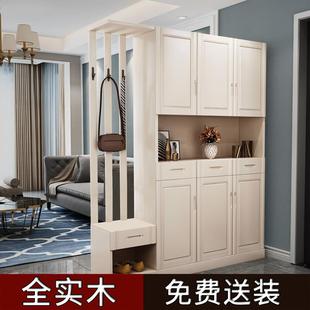 客厅隔断鞋 全实木玄关柜橡木小户型入户门厅柜一体中式 柜家用门口