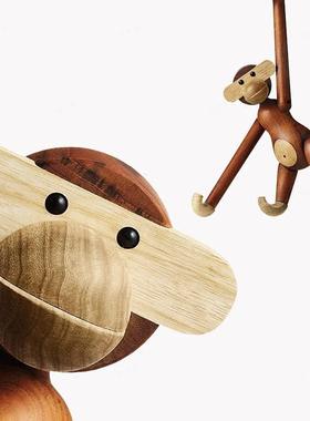 北欧风格装饰ins风丹麦实木猴子样板房木偶摆件家居饰品创意礼物