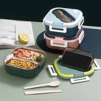 304不锈钢保温便当盒分格微波炉便当盒ins带提手学生上班族带饭餐