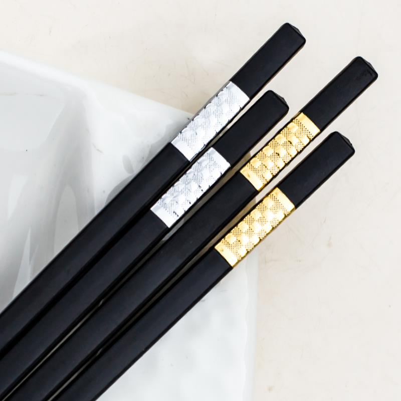 欧式家用筷子10双套装高档合金筷进口防滑筷子中式酒店筷筷家庭装