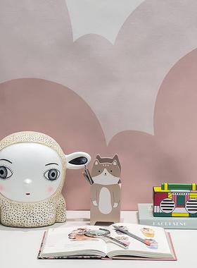 大眼绵羊卡通摆件趣味儿童房软装饰品样板房间桌面彩绘本复古音响