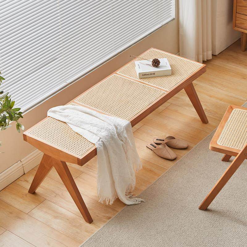 藤编换鞋凳家用门口长条凳原木风试衣间鞋柜坐凳一体昌迪加尔长凳,住宅家具,换鞋凳,淘宝优惠券,粉丝福利购,淘宝优惠卷