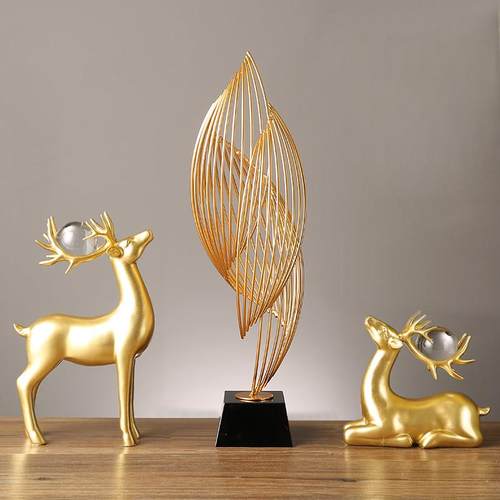 轻奢摆件风生水起客厅电视柜玄关网红家居酒柜高档工艺术鹿装饰品