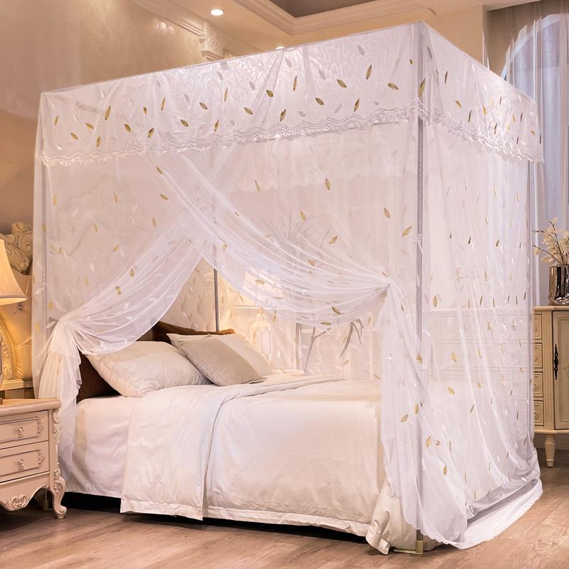 老式木床蚊帐家用2022新款单开门防尘款卧室加厚加密落地1.6m2米