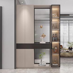 联邦家具入户玄关柜简约客厅隔断柜轻奢实木玻璃屏风柜进门