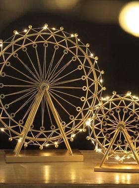 北欧创意个性轻奢摩天轮摆件旋转家居客厅卧室玄关电视酒柜装饰品