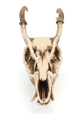 复古仿真立体山羊头骨摆件书房酒吧派对家居工艺品桌面动物装饰品