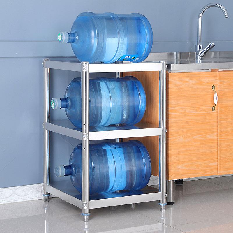 不锈钢厨房置物架3层落地收纳锅架4烤箱架储物夹缝微波炉架碗盘架