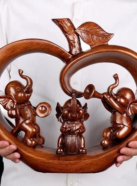 小象摆件一家三口吉祥物象新家客厅电视柜玄关乔迁礼物家居装饰品