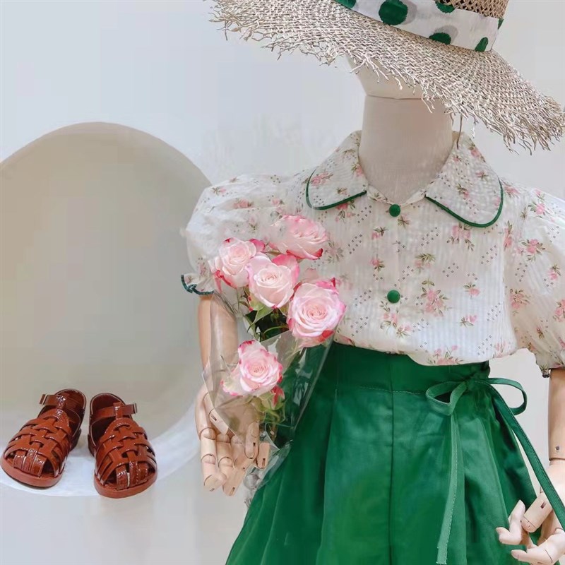 极速Girls Clos Sets Summer Lapel DShirt+Shorts Short Sleeve
