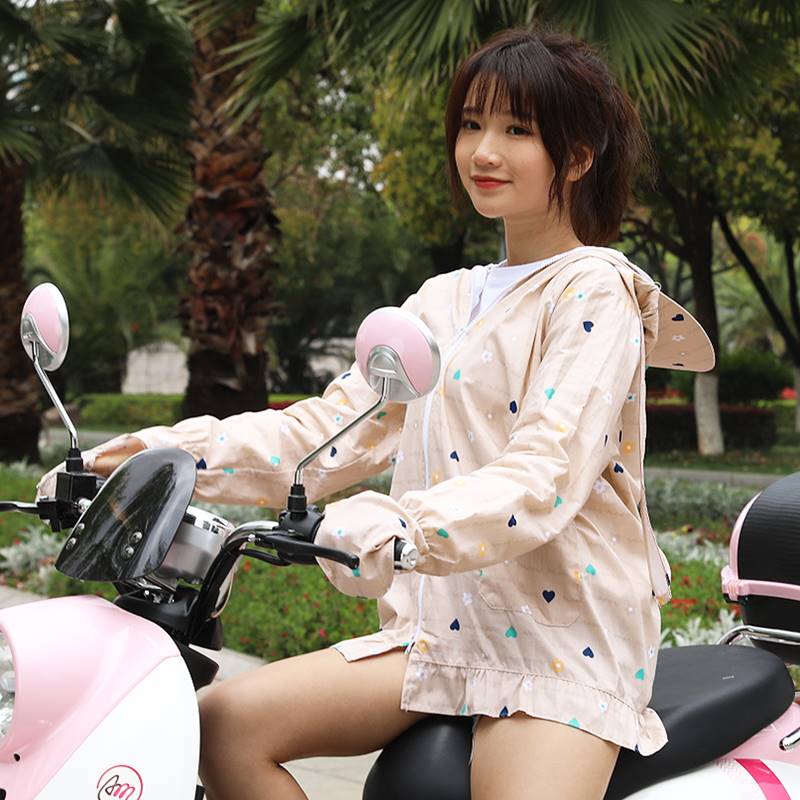 极速电动车防晒衣女纯棉长袖夏季骑电瓶机车抗USV披肩带帽遮阳衫