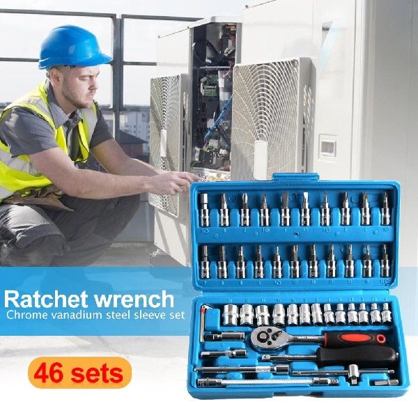 极速46Pcs/Set Multifunctionl RatGchet Wrench Socket Set