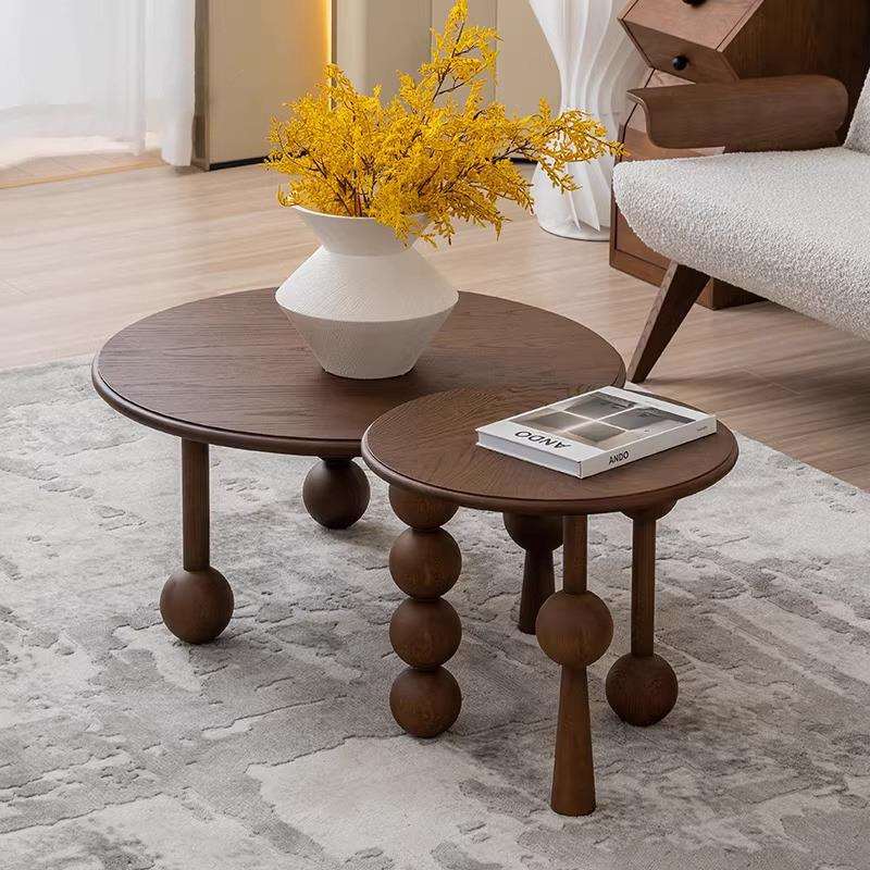 新款设计师中古风茶几现代简约家用客厅小户型茶桌边几小圆桌