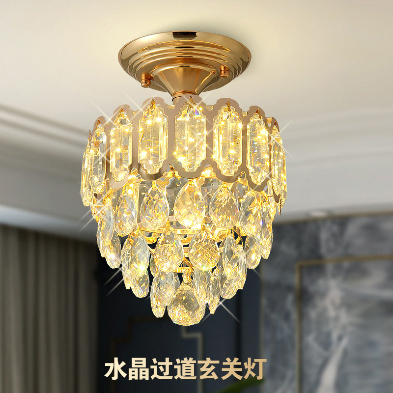 跨境欧式轻奢水晶现代简约吸顶灯玄关门厅过道走廊阳台衣帽间灯具