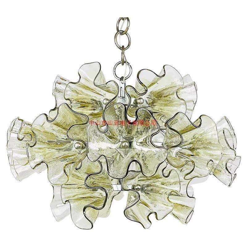 2025年后现代中古风餐厅展厅花形玻璃吊灯高品质轻奢法式卧室灯具