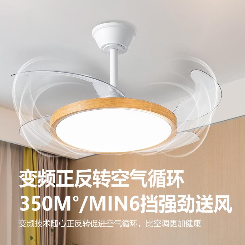 超薄吊杆吸顶风扇智能控制风扇灯北欧吊扇灯新款隐形风扇客餐厅
