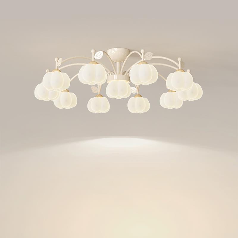 客厅吊灯北欧奶油风铃兰花大厅灯法式田园简约温房卧室灯具全