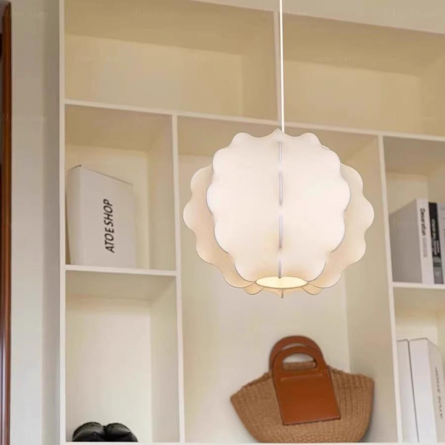 北欧创意蚕丝吊灯法式客厅泡泡卧室书房白色衣帽间布艺中古餐厅灯