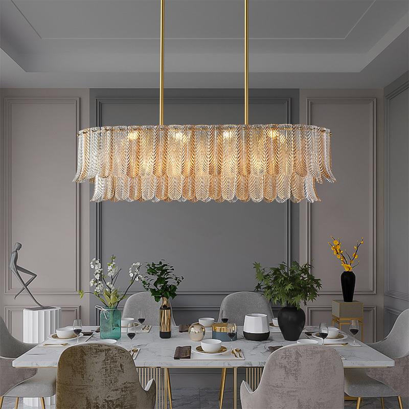后现代展厅法式客厅餐厅卧室灯酒吧造型铝材设计树叶轻奢水晶吊灯