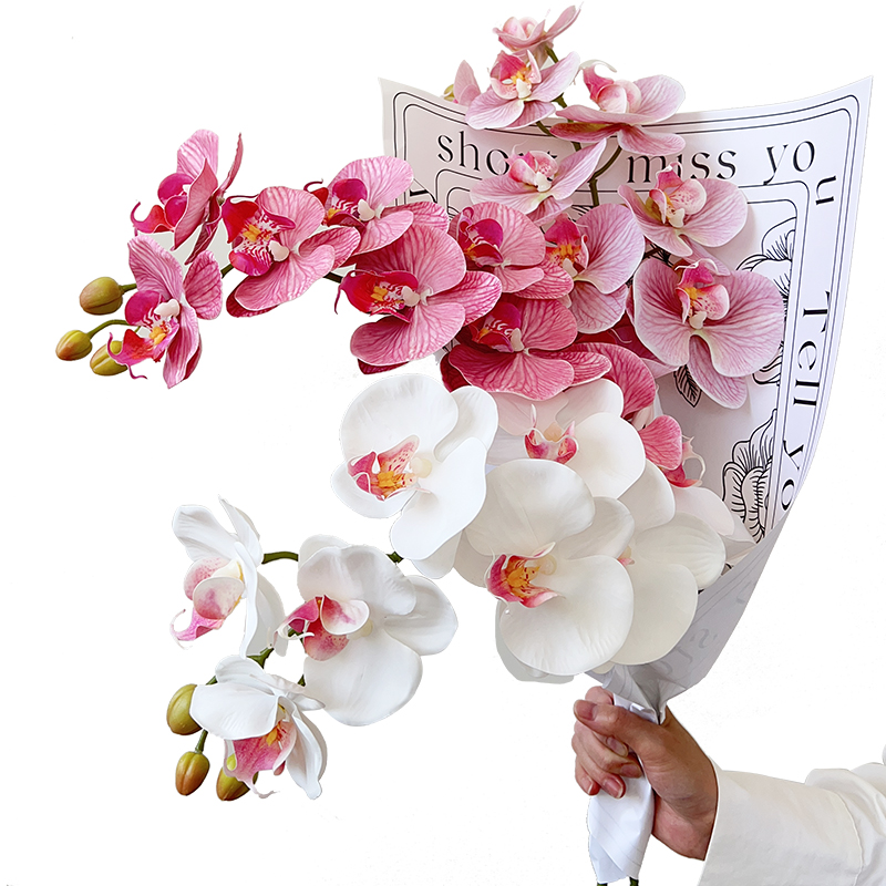 现货速发栀美家 轻奢蝴蝶兰母亲节花束礼物生 兰花假花花摆设高端