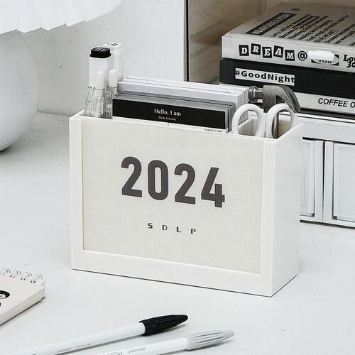 速发日历桌面摆件2024年新款台历高考打卡亚克力创意笔筒收纳盒