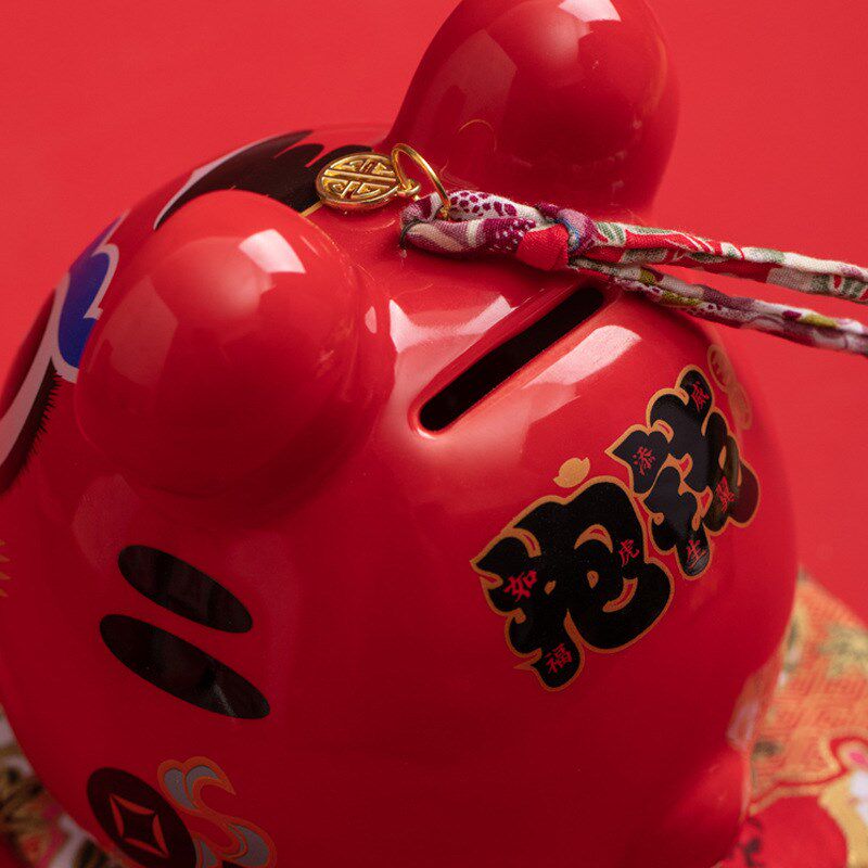 速发年礼陶瓷l件老虎储钱罐可爱生肖g物春节年会商务小礼品摆o动o